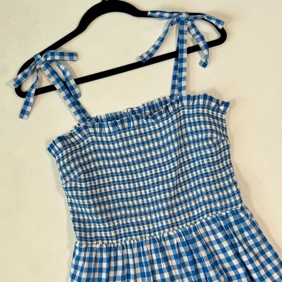 DRAPER JAMES Taylor Smocked Dress in Blue Gingham Size S - Picture 5 of 8
